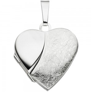 Medaillon Herz 925 Sterling Silber eismatt Anhänger zum Öffnen