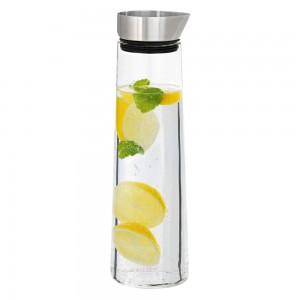 Wasserkaraffe ACQUA Edelstahl matt mit Glas kombiniert 1 Liter Inhalt
