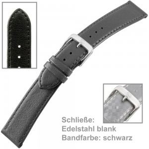 Uhrenarmband Men 20mm Kalbleder genäht schwarz