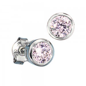 Ohrstecker rund 925 Sterling Silber rhodiniert 2 Zirkonia rosa rosé Ohrringe