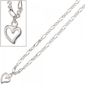 Fußkettchen Fußkette Herz 925 Sterling Silber Federring