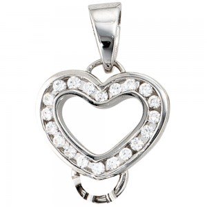 Anhänger Herz Carrier Träger für Charms 925 Sterling Silber 20 Zirkonia