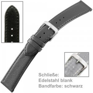 Uhrenarmband Men 20mm Kalbleder genäht schwarz