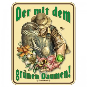 geprägtes Blechschild - Grüner Daumen