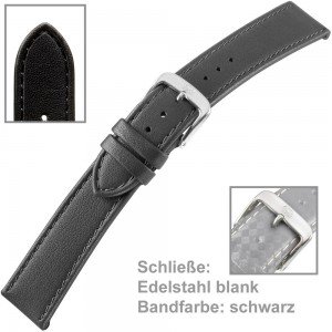 Uhrenarmband Men 22mm kalbleder schwarz