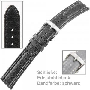 Uhrenarmband Men 22mm natürliches Kalbleder schwarz