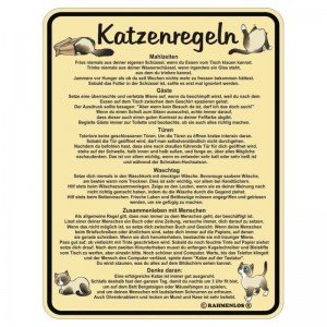 geprägtes Blechschild - Katzen Regeln