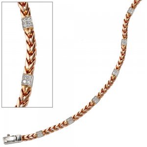 Armband 585 Rotgold Weißgold bicolor 28 Diamanten Brillanten 19cm