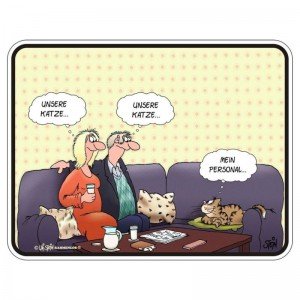 geprägtes Blechschild - Uli Stein - Katzenpersonal