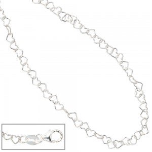 Kinder Collier Halskette aus Herzen Herzchen 925 Sterling Silber 35cm Kette