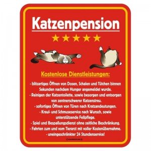 geprägtes Blechschild - Katzen Pension
