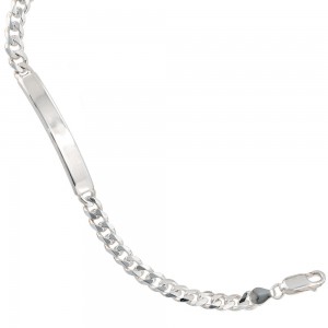 Schildband 925 Sterling Silber 19cm Gravur ID Armband Karabiner