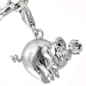 Einhänger Charm Glücksschwein 925 Sterling Silber Glücksbringer