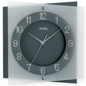 Wanduhr Quarz analog anthrazit grau leise ohne Ticken mit Glas
