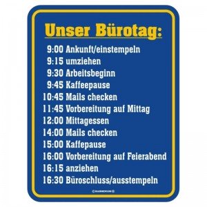 geprägtes Blechschild - Unser Büro Tag