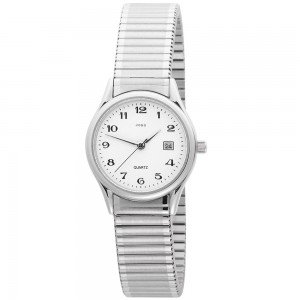 JOBO Damen Armbanduhr Quarz Analog Edelstahl Flexband Datum Damenuhr