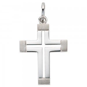 Anhänger Kreuz 585 Weißgold mattiert Kreuzanhänger Goldkreuz