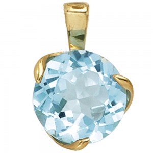 Anhänger 585 Gelbgold 1 Blautopas hellblau Goldanhänger
