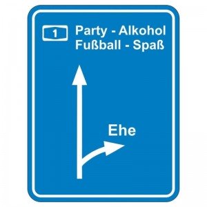 geprägtes Blechschild - Party Alkohol Fußball Spaß Ehe Autobahn