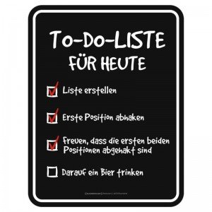 geprägtes Blechschild - To-Do-Liste Für Heute schwarz