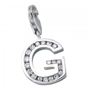 Anhänger Charm Buchstabe G 925 Sterling Silber mit Zirkonia