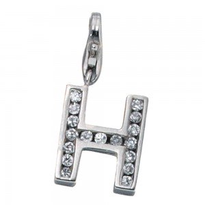 Anhänger Charm Buchstabe H 925 Sterling Silber mit Zirkonia