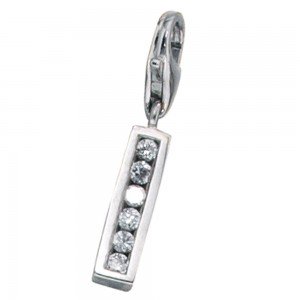 Anhänger Charm Buchstabe I 925 Sterling Silber mit Zirkonia