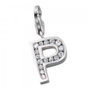 Anhänger Charm Buchstabe P 925 Sterling Silber mit Zirkonia
