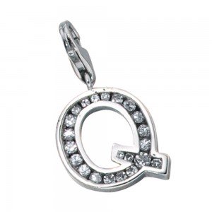 Anhänger Charm Buchstabe Q 925 Sterling Silber mit Zirkonia