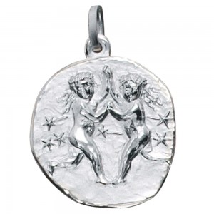 Anhänger Sternzeichen Zwilling 925 Sterling Silber matt Sternzeichenanhänger