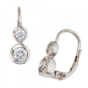 Boutons 333 Gold Weißgold 4 Zirkonia Ohrringe Ohrhänger Goldohrringe