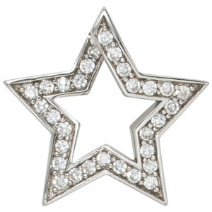 Anhänger Stern 925 Sterling Silber rhodiniert mit Zirkonia