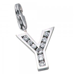 Anhänger Charm Buchstabe Y 925 Sterling Silber mit Zirkonia