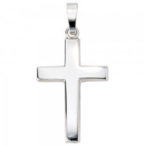 Anhänger Kreuz schlicht 585 Weißgold Kreuzanhänger Weißgoldkreuz