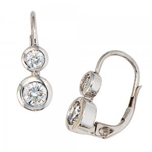 Boutons 333 Gold Weißgold 4 Zirkonia Ohrringe Ohrhänger Goldohrringe
