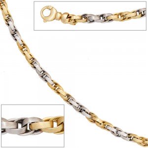 Collier Halskette 585 Gelbgold Weißgold bicolor 45cm Kette Goldkette