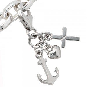 Einhänger Charm Glaube Liebe Hoffnung 925 Sterling Silber rhodiniert