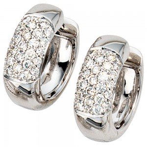 Creolen rund 585 Weißgold 54 Diamanten Brillanten Ohrringe Weißgoldcreolen