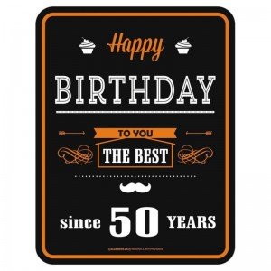 geprägtes Blechschild - Happy Birthday since 50 years