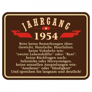 geprägtes Blechschild Jahrgang 1954