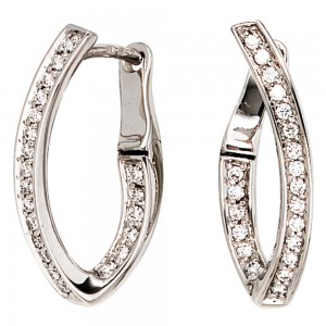Creolen 585 Weißgold 42 Diamanten Brillanten Ohrringe Weißgoldcreolen