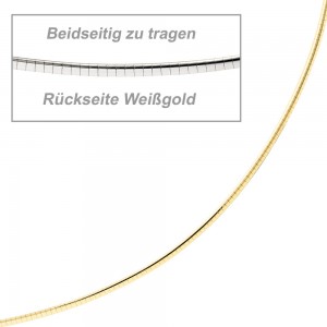 Halsreif 585 Gelbgold Weißgold beidseitig tragbar 45cm Gold Kette Halkette