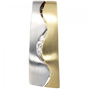 Anhänger 585 Gelbgold Weißgold bicolor matt 3 Diamanten Brillanten
