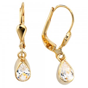 Boutons Tropfen 333 Gelbgold 2 Zirkonia Ohrringe Ohrhänger Goldohrringe
