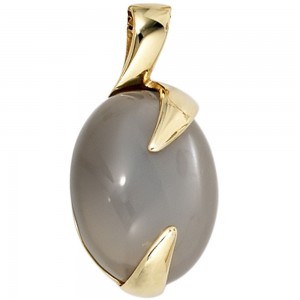 Anhänger oval 585 Gelbgold 1 Mondstein Goldanhänger