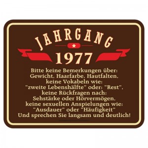geprägtes Blechschild - Jahrgang 77