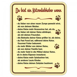 geprägtes Blechschild - Katzenliebhaber