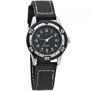JOBO Kinder Armbanduhr schwarz Quarz Analog Messing Mineralglas Kinderuhr