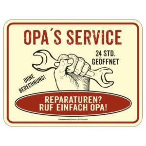 geprägtes Blechschild - Opa's Service