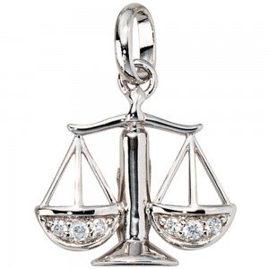 Anhänger Sternzeichen Waage 925 Silber mit Zirkonia Sternzeichenanhänger